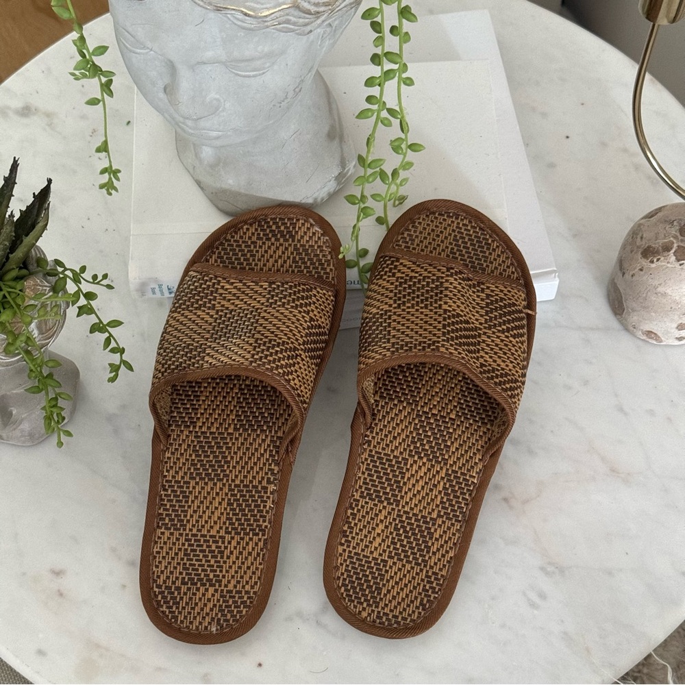 Rattan Slippers Household Woven Summer Men Women Indoor Home Non-Slip Sz 42-43